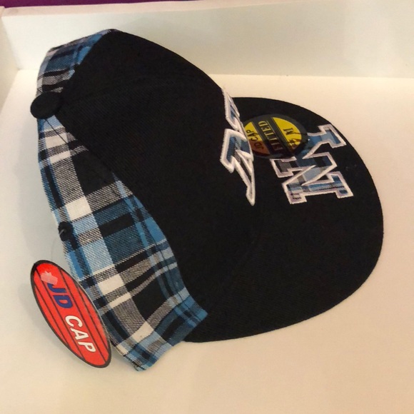 JD FITTED CAP black w/ NY BLUE/white plaid S & Med - Picture 3 of 8
